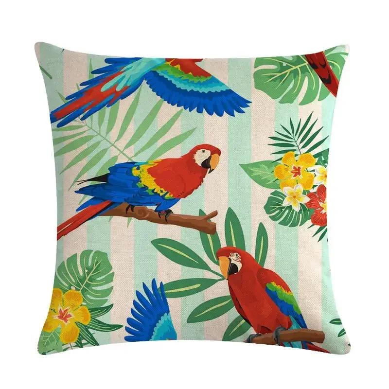 Plant Flowers Bird Linen Pillowcase Furniture Decoration Living Room Bedroom Sofa Car Cushion Pillowcase 45*45Cm