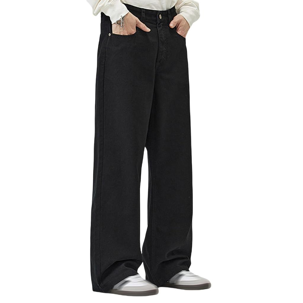 Mens Straight Leg Jeans Baggy Lightweight Wide Leg Denim Pants Casual Fashion Vintage Bell Bottom Jeans Men