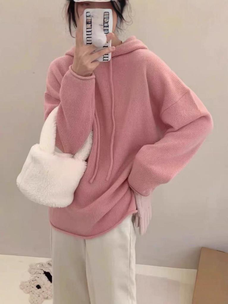 2025 A/W Women's Pure Wool Hooded Pullover - Casual, Soft, and Cozy.