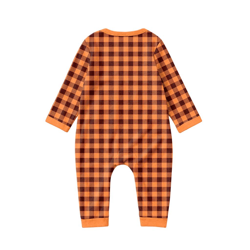 Family Matching Halloween Pajama Set with Patchwork Print - Cozy Loungewear for Parents and Kids