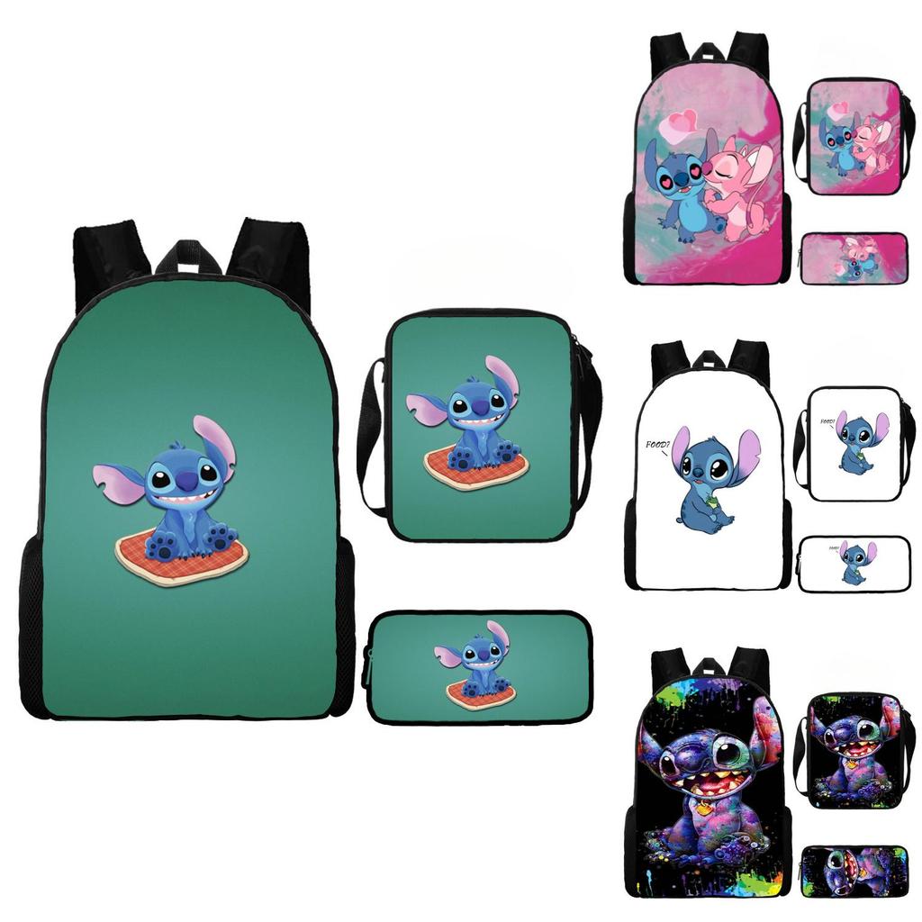 Lilo Stitch Kids Waterproof Backpack Set Oxford School Bag With Pencil Case For Elementary Students