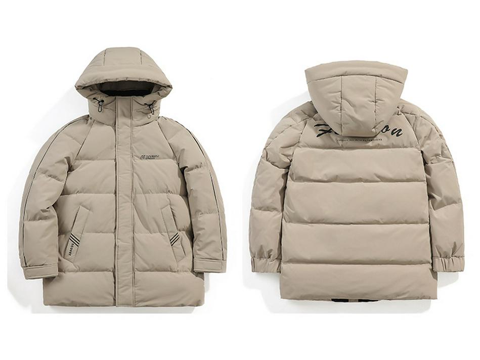 Men's Luxury Goose Down Mid-Length Hooded Winter Jacket, Plus Size, Thick & Warm Outerwear, 2025 New Arrival
