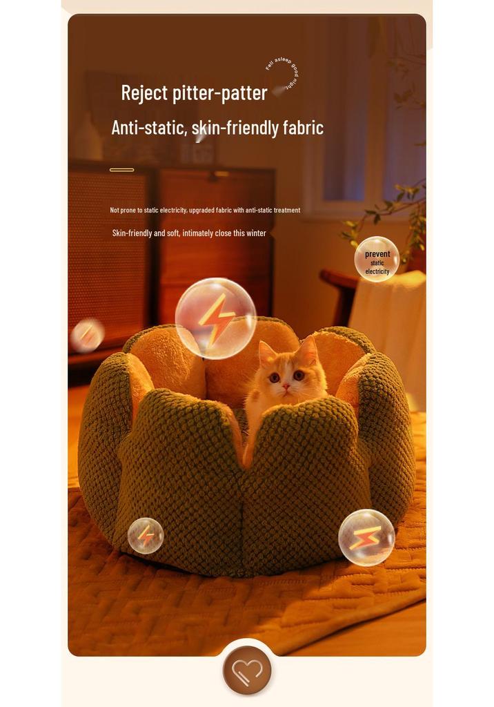 Cactus Petal Shape Pet Nest - Large, Soft, and Warm Sleeping Mat for Cats and Dogs