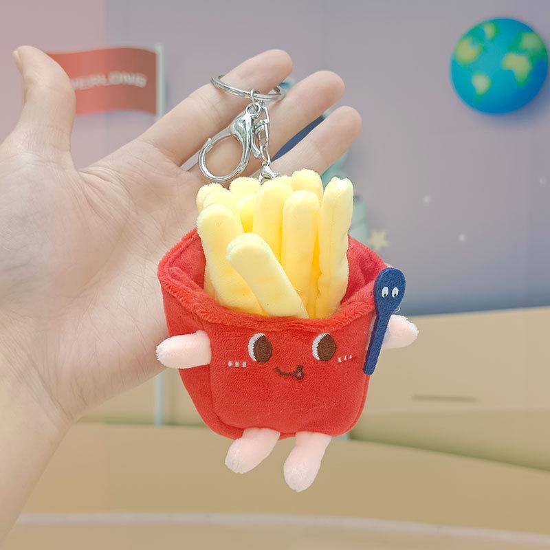 12cm Kawaii Essen Brot Hamburger Hund Pommes Plüschtier Weicher Gefüllter Plüsch Anhänger Schlüsselanhänger für Kinder Geschenke Spielzeug