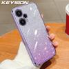 KEYSION Luxury Plating Glitter Phone Case for Xiaomi POCO F5 Transparent Soft TPU Shockproof Back Cover for POCO F5 Pro