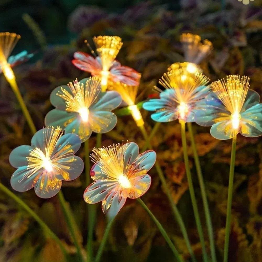 Waterproof Solar Fiber Optic Flower Fiber Optic 6 Heads Solar Garden Lights Simulation Flower Lawn Night Lights Wedding Party