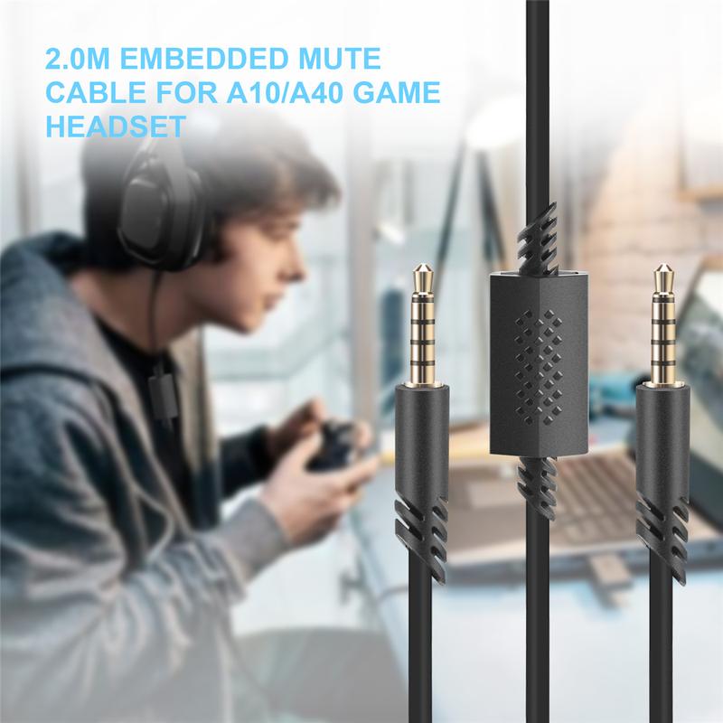 T35C Replacement Headset Cable, 2.0M Inline Mute Cable Cord for /A40 Gaming Headsets Headphone