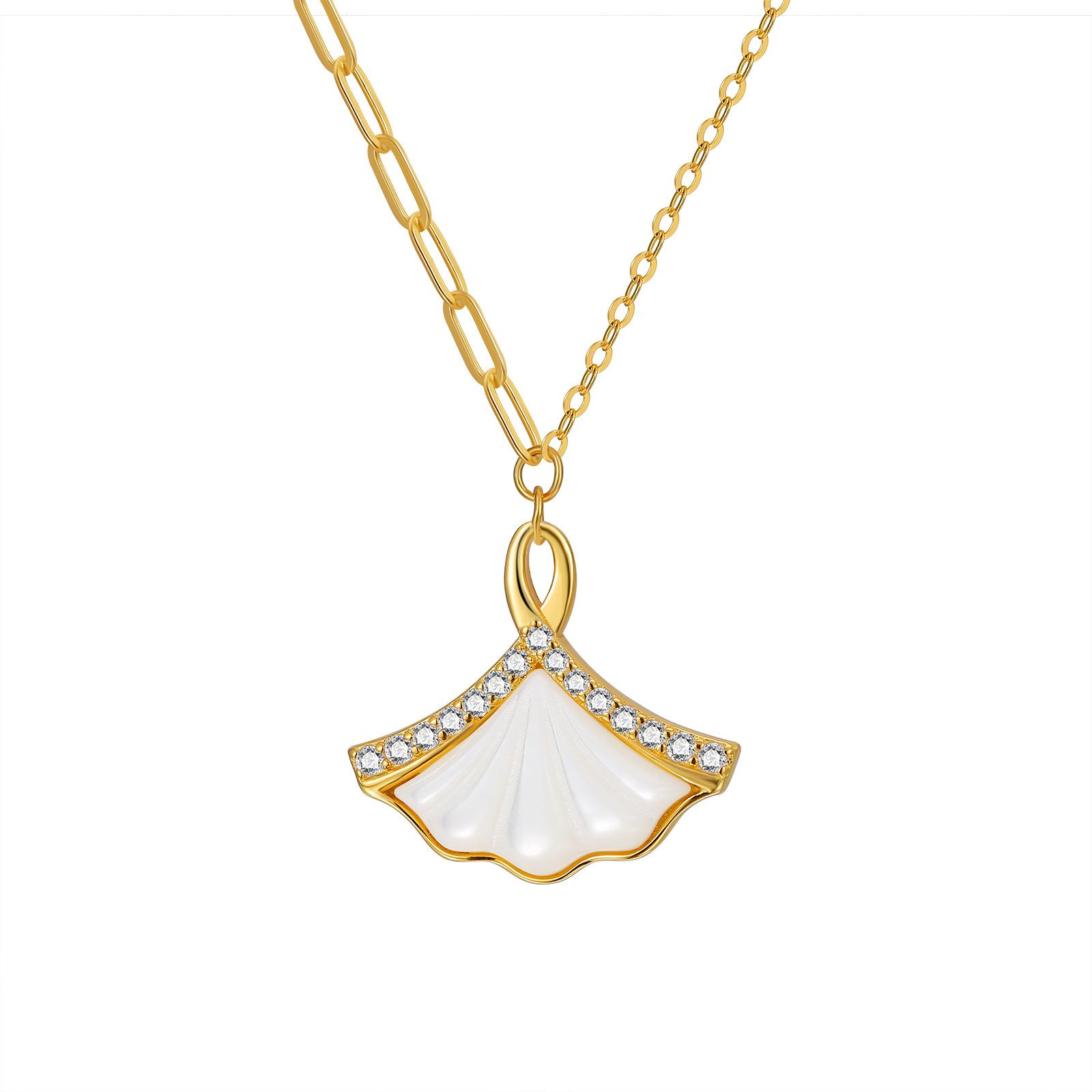 

Дизайнерское ожерелье с подвеской из серебра 925 пробы с белым рябчиком и легкой роскошной цепочкой AB с листьями гинкго на ключицу для женщин 925 Silver