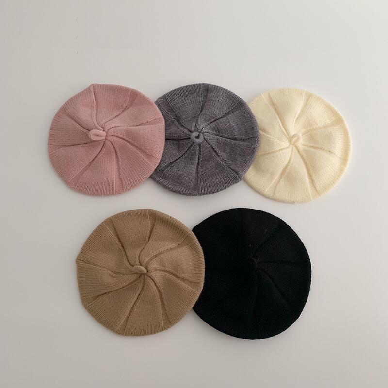 Girls Beret Embroidered Bow Baby Wool Knitted Hat Cute Children Winter Warm Baby Cap