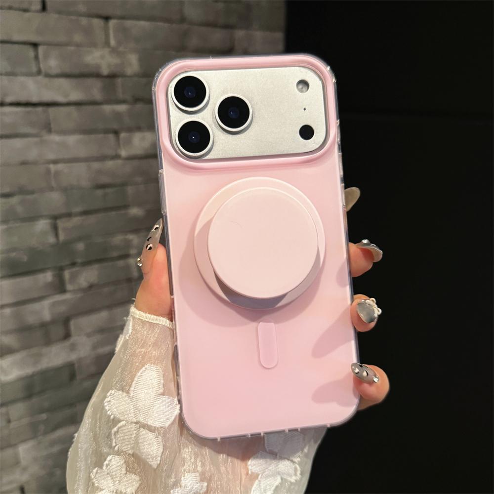 Frosted Magnetic Case For Magsafe Magnetic Phone Case For iPhone 17 16 15 Pro Max Air With Holder Wireless Charging Cover