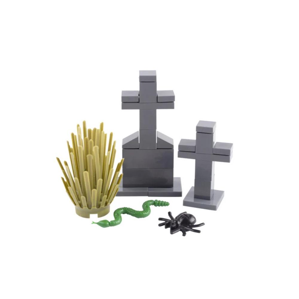 MOC Halloween Building Blocks Model Decorations Medieval Witches Vampires Thrones Kitchen Street Lamps Tombstones Toy Gift S025