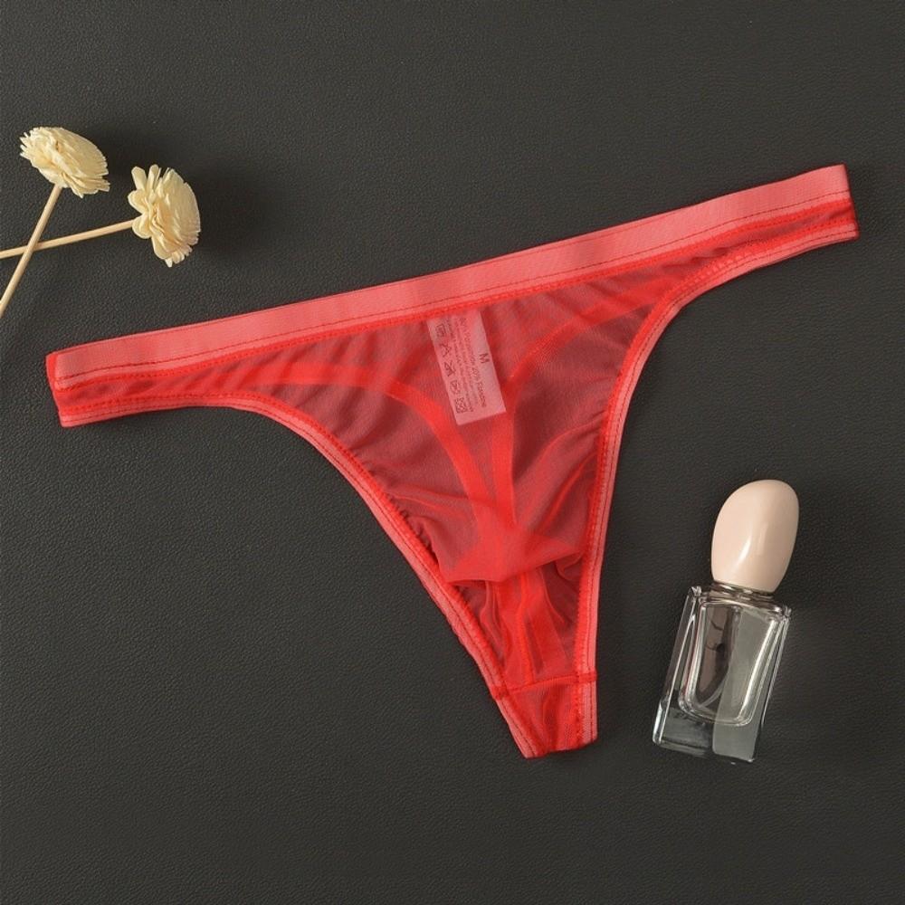 U Convex Men's Thong Intimate Wear Mesh Briefs Fashion Transparent Underpants Male
