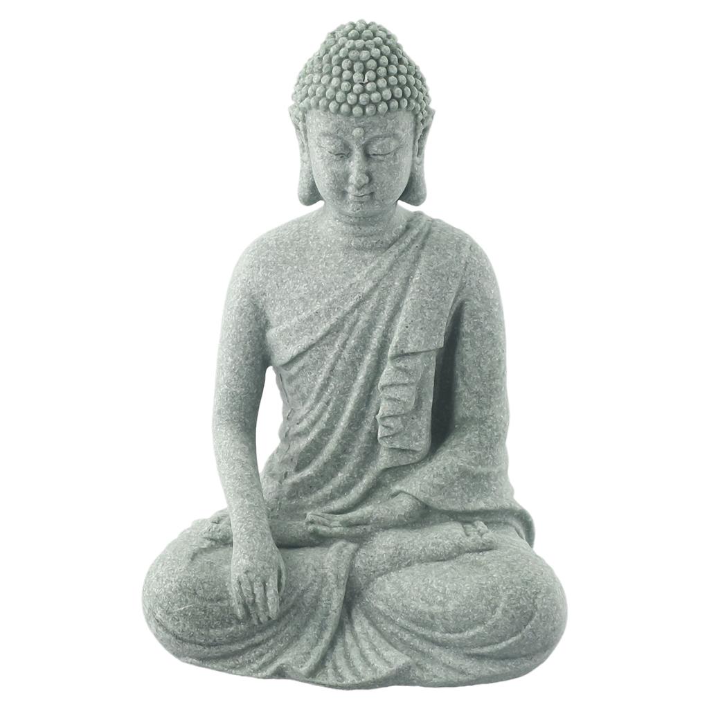 Garden Ornament Sitting Buddha Resin Stone Zen Effect Outdoor Indoor Statue Buddhist Garden Fish Tank Decoration Sitting Buddha