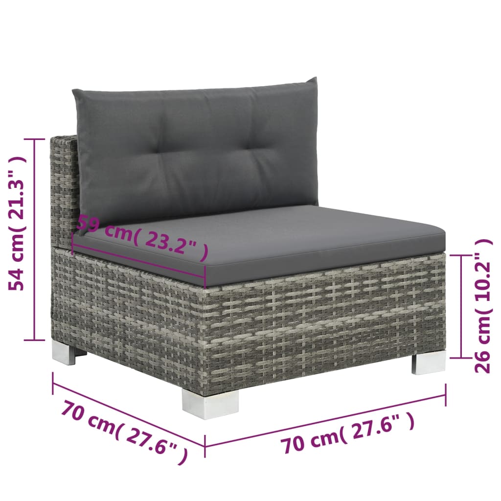 10 piece garden lounge set with cushions poly rattan grey