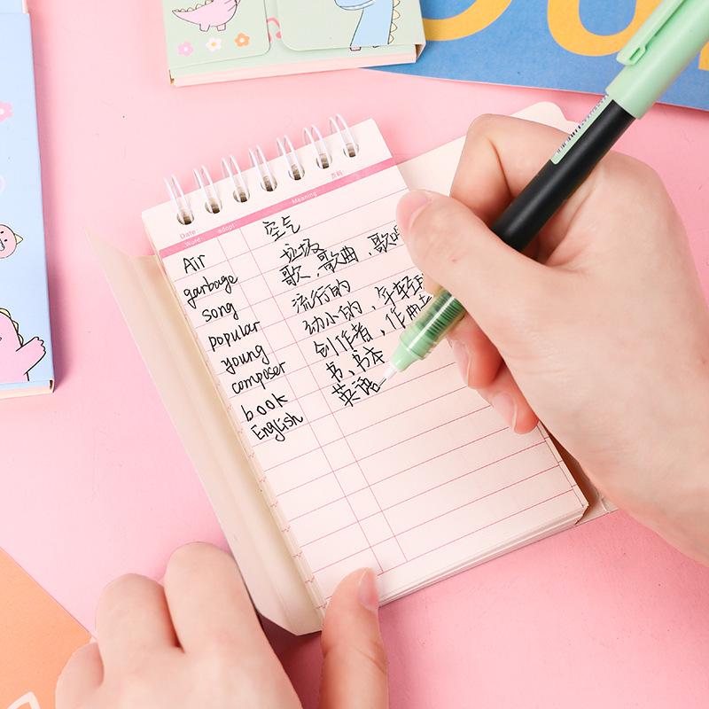 Pocket-Sized Spiral Bound English Vocabulary Notebook with Sticky Notes for Students