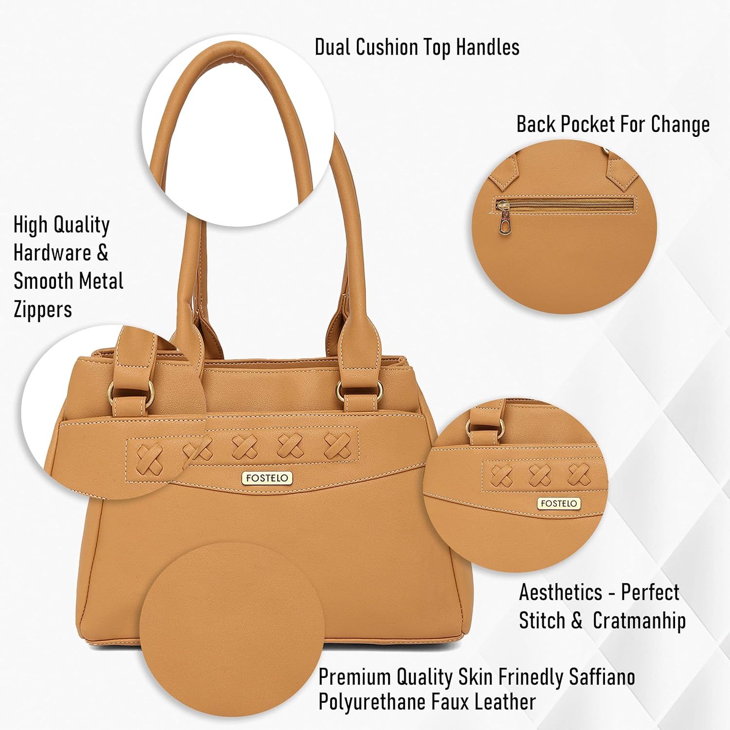 Женская сумка из искусственной кожи со стороны океана (большой) 10 x 9 x 5 in коричневый — фото 6