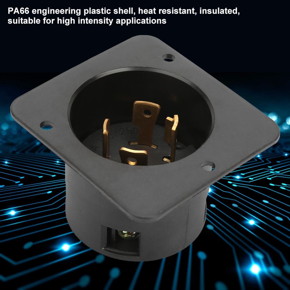 Power Plug NEMA L14-30C Generator Plug 30A 125V-250V 4-Hole US Plug Heavy Duty Power Inlet Boat/Truck/RV Power Inlet