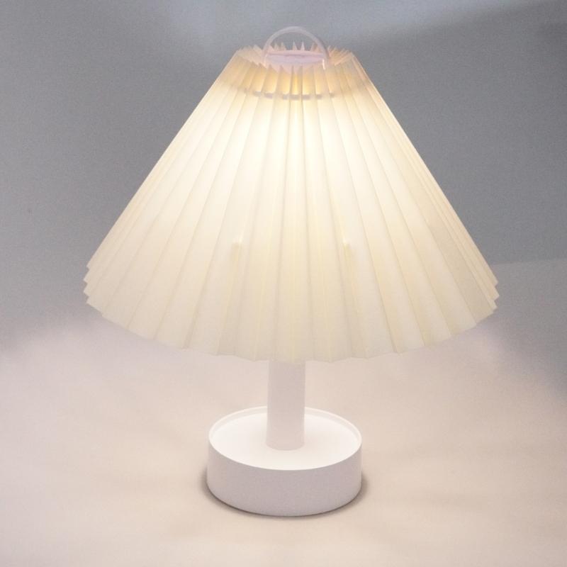 Pleated Table Lamp with Soft Light Adjustable for Bedrooms Living Room and Office Desk Lampshade