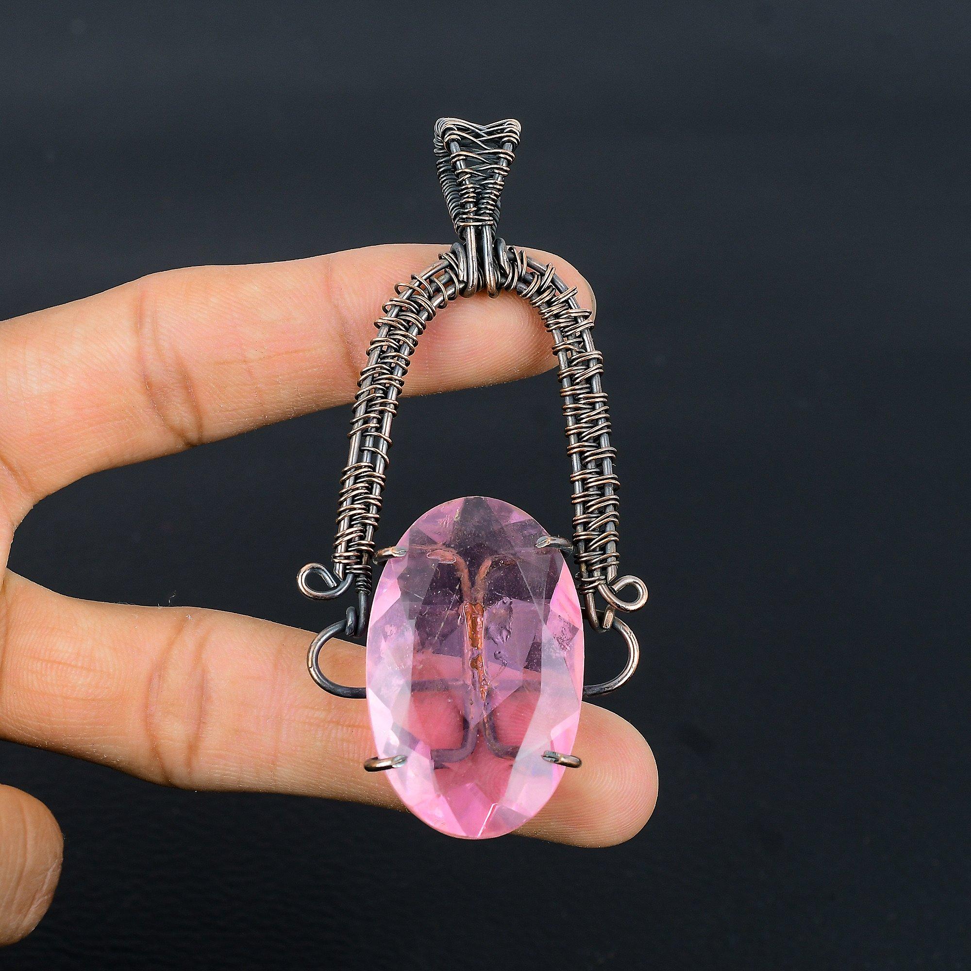 

Кулон из розового кунцита, Ювелирные изделия из драгоценных камней, Кулон, обернутый медной проволокой 999 пробы, Ювелирные изделия ручной работы, Кулон с камнем-талисманом, Подарок для него 2.55 Inches