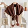 Soft Thick Triangle Knit Scarf Cross Tie Shoulder Cover  for Cold Weather Casual Wear