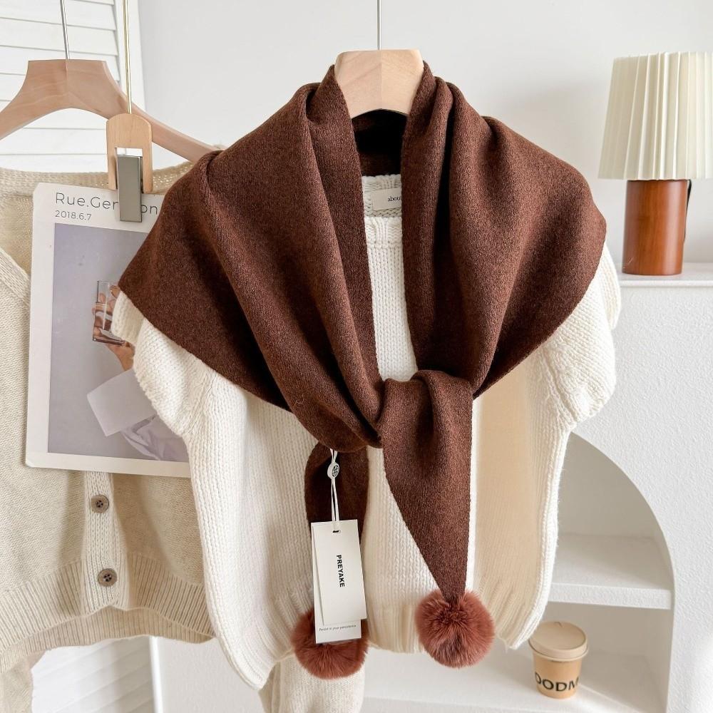 Soft Thick Triangle Knit Scarf Cross Tie Shoulder Cover for Cold Weather Casual Wear