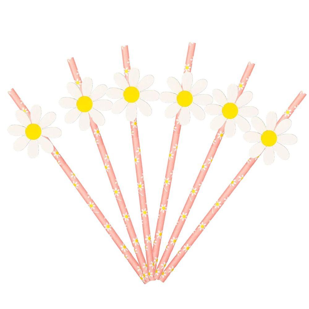 20pcs Eco Friendly Disposable Straws Paper Drinking Straw Party Supplies Daisy Straws  Wedding