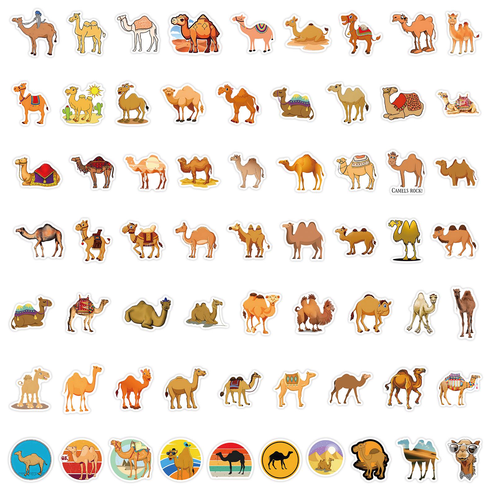 

60-Pack Cartoon Animal Camel Stickers for Planners, Water Bottles, and Laptops - Waterproof Decorations