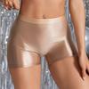 Pantaloncini sportivi attillati da donna, sexy, di media lunghezza, effetto lucido