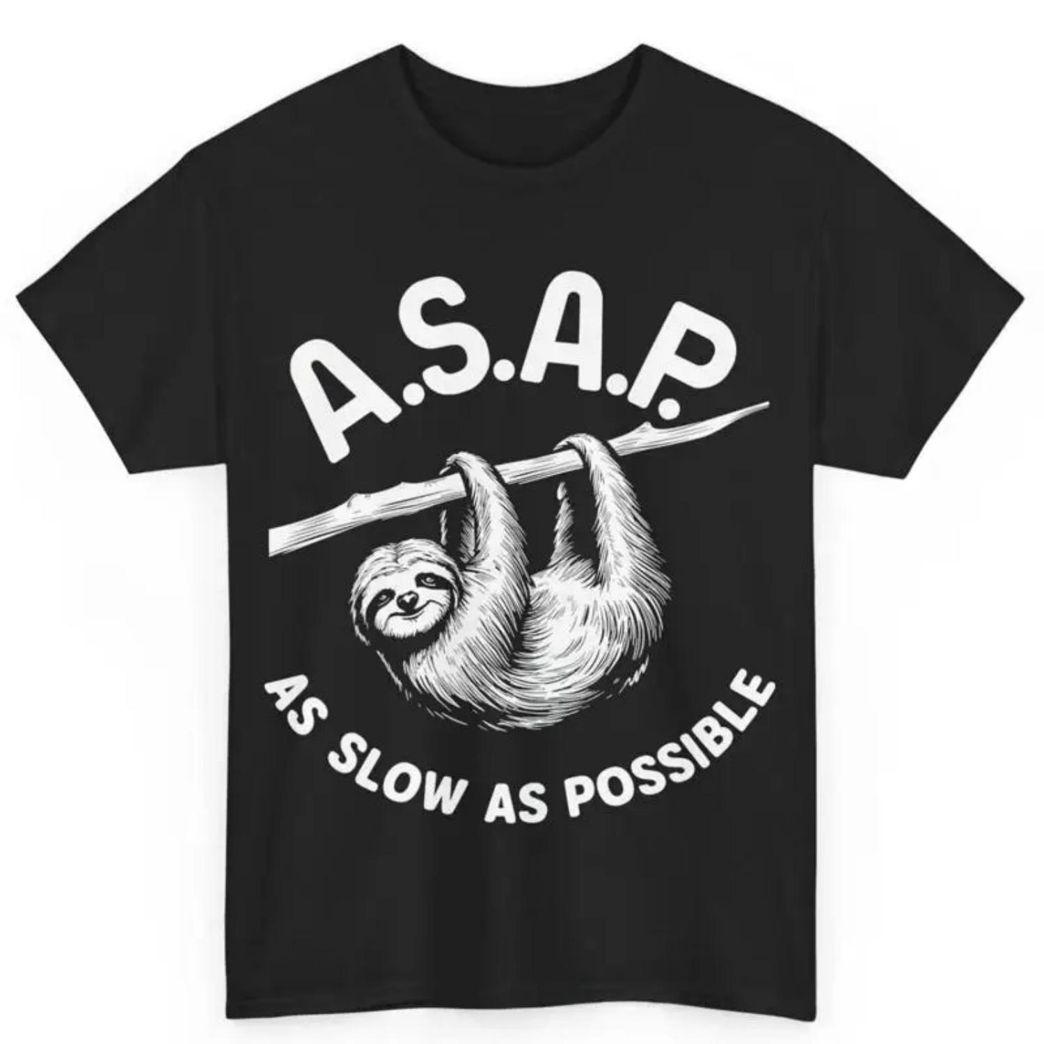 

Funny Sloth A S P As Slow Possible Lover Meme Cotton T Shirt S чёрный