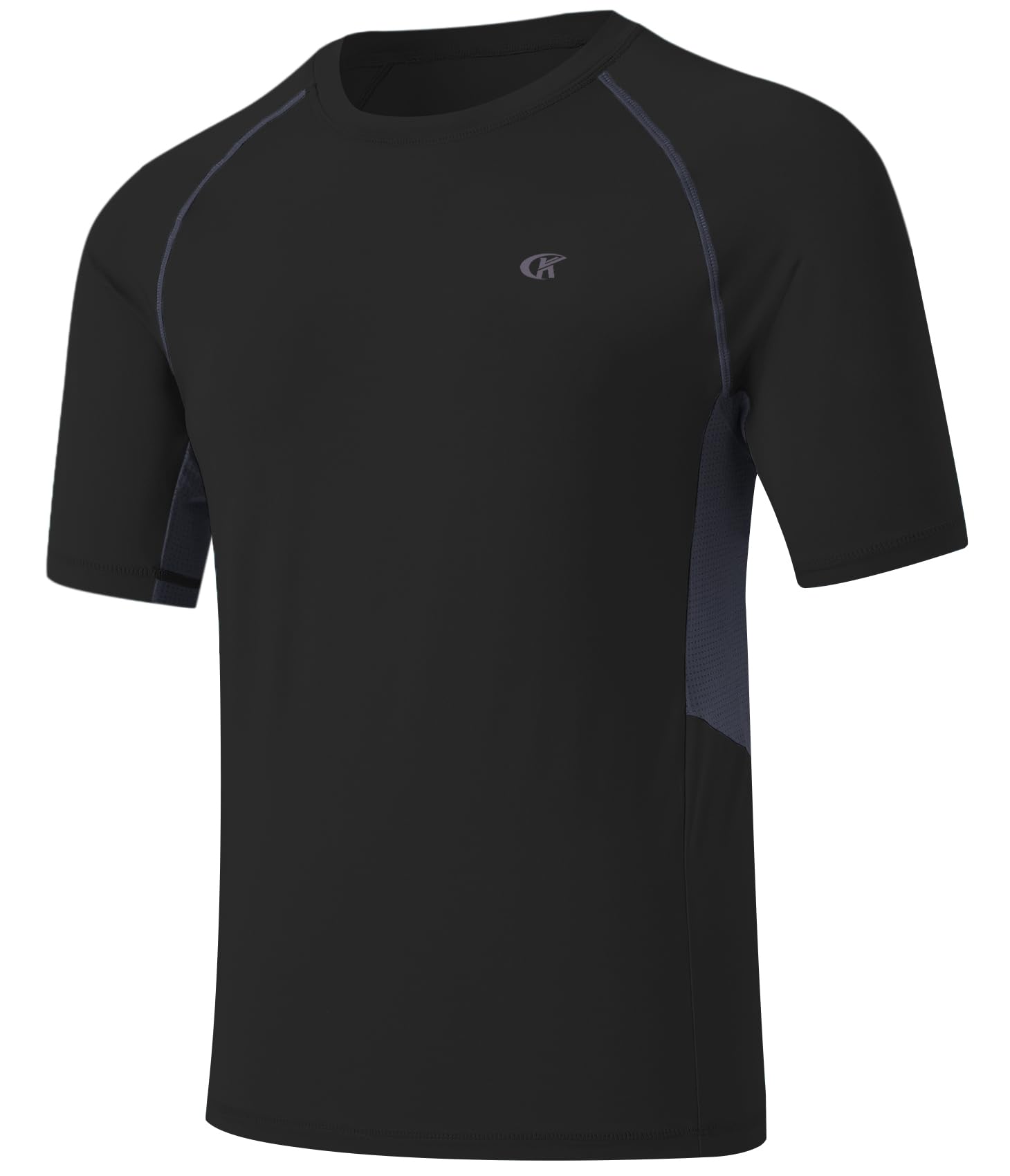 

Мужская футболка [Yundobop] с коротким рукавом, быстросохнущая, большая, для тренировок, УФ-защита, летняя, для улицы, спортивная одежда, дышащая, размер, эластичная, для носки, чёрный