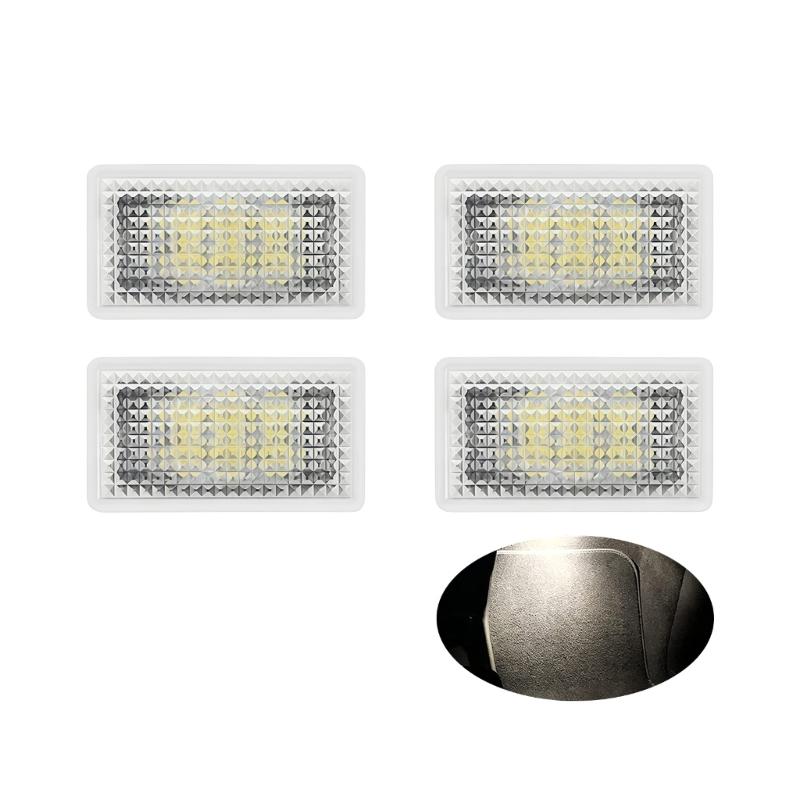 Trunk and Door Light Replacement Set, 4 LED Cabin Lamps for Footwell Courtesy and Front Trunk Lighting Use in Vehicles