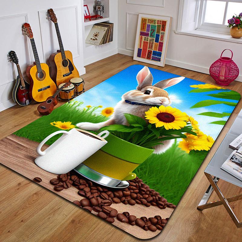 C-Cartoon Rabbit Printed Carpet Fashion Yoga Mat Non-Slip Carpet Bedroom Decoration Outdoor Carpet Bedroom Birthday Gift