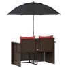 Garden Sofa in Brown and Red 168 x 168 x 180 cm Poly Rattan