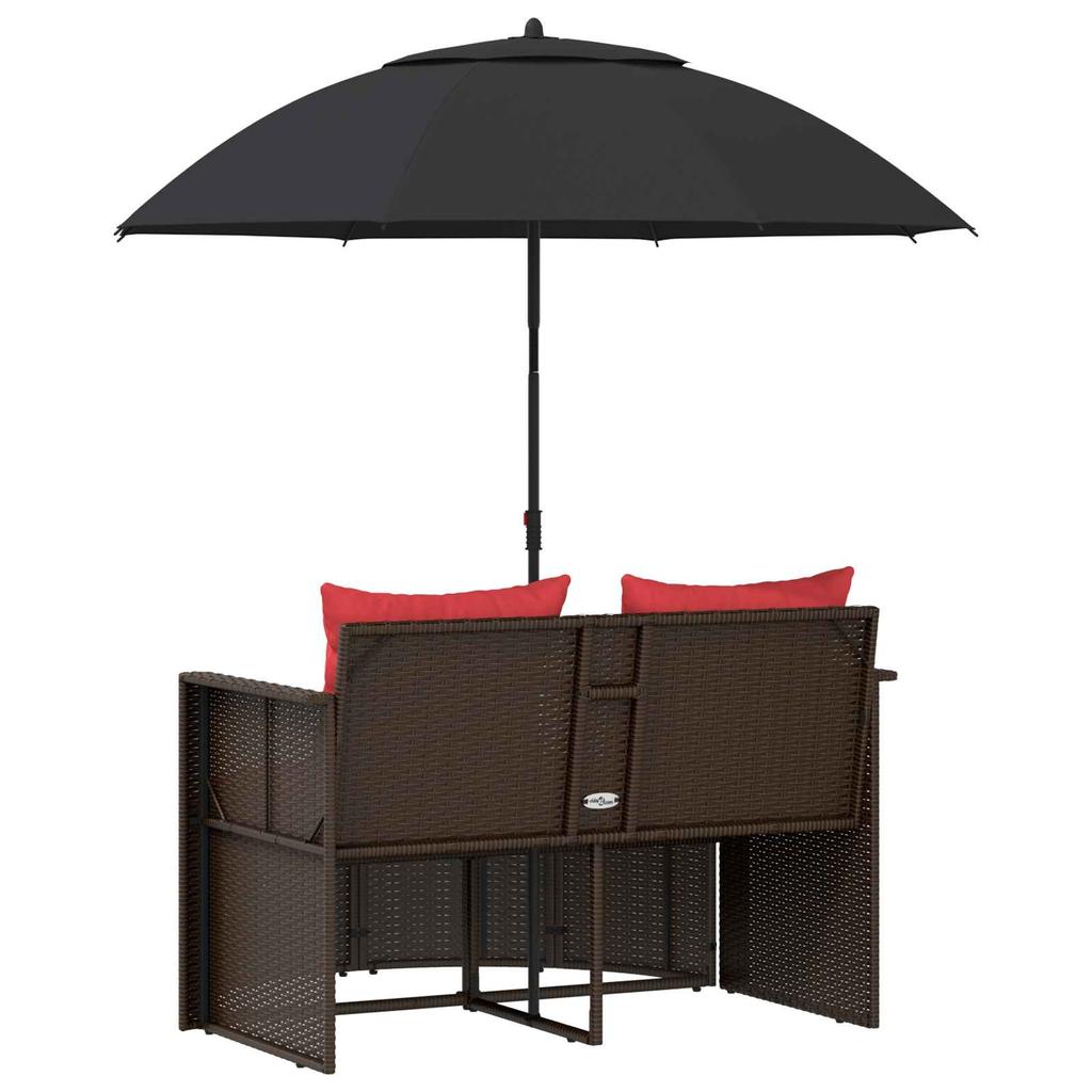 Garden Sofa in Brown and Red 168 x 168 x 180 cm Poly Rattan