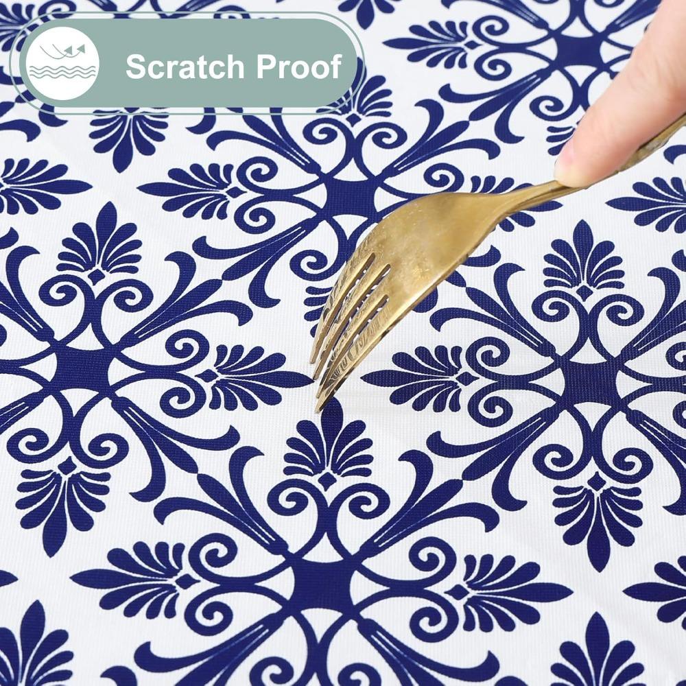 Waterproof Baroque Print Elastic Fitted Tablecloth Rectangular Outdoor Fold Table Cover  Picnic