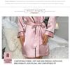Women's European & American Style Ice Silk Nightgown with Long Sleeves – Comfortable, Close-Fitting, Sexy Pajamas & Bathrobe Set