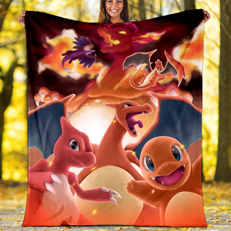 

Charizard Multi Form Evolution Flannel Fleece Blanket, Soft Warm Dragon Monster Theme Throw Blanket, Pokemon Fan Gift 80cm x 120cm