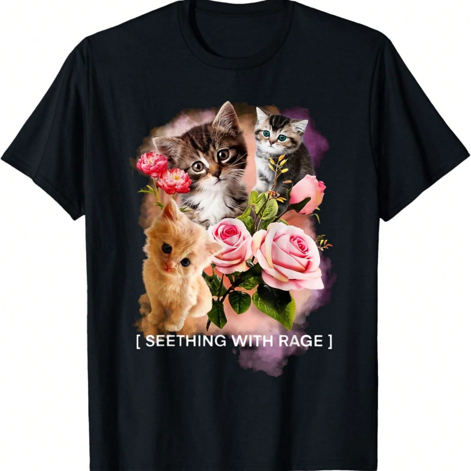 Seething With Rage Cute Cats Flower Kitten Sarcastic T-Shirt S разноцветный