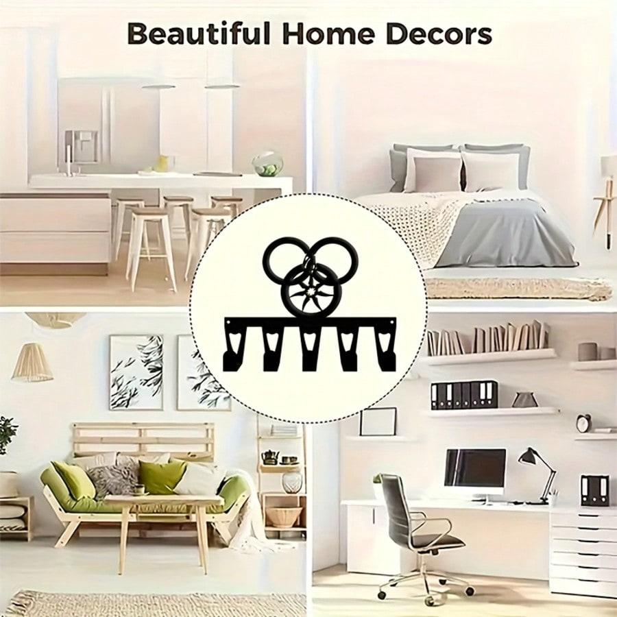 Mittelalterliche Fantasy Rad Schlüsselhalter Schweres Eisen Wandkunst 5 Haken Waffenkunst Dekor