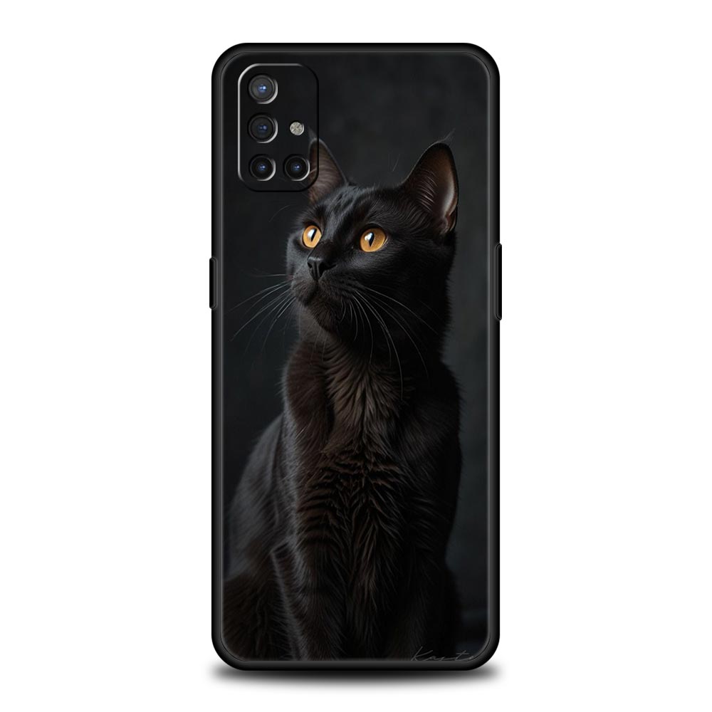 Phone Case For OnePlus 12 11 10 9 Pro 9T 12R 10R 9R 9RT 10T 8T 8 7 6T 7T Nord 2T CE 2 5G N200 N10 N100 Cover Black Cat