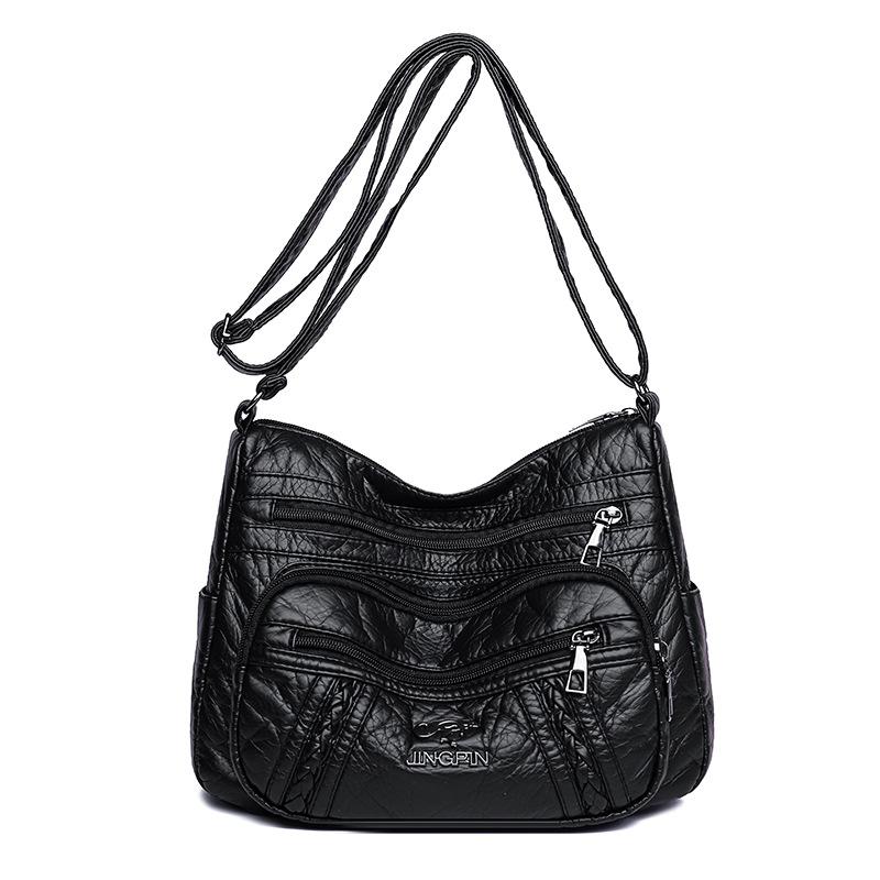 Dameveske i mykt skinn Middelaldrende morsveske Enkel skulder Crossbody-veske