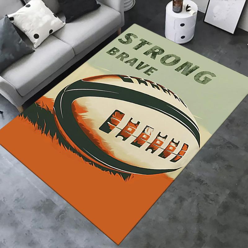 Office Carpet Strong & Brave Rugby Ball Design Sofa Rug for Chairs, Underneath Protection Ma