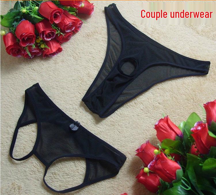 T-String transparent pentru bărbați, inserabil, cu expunere a penisului și a feselor, pentru cupluri