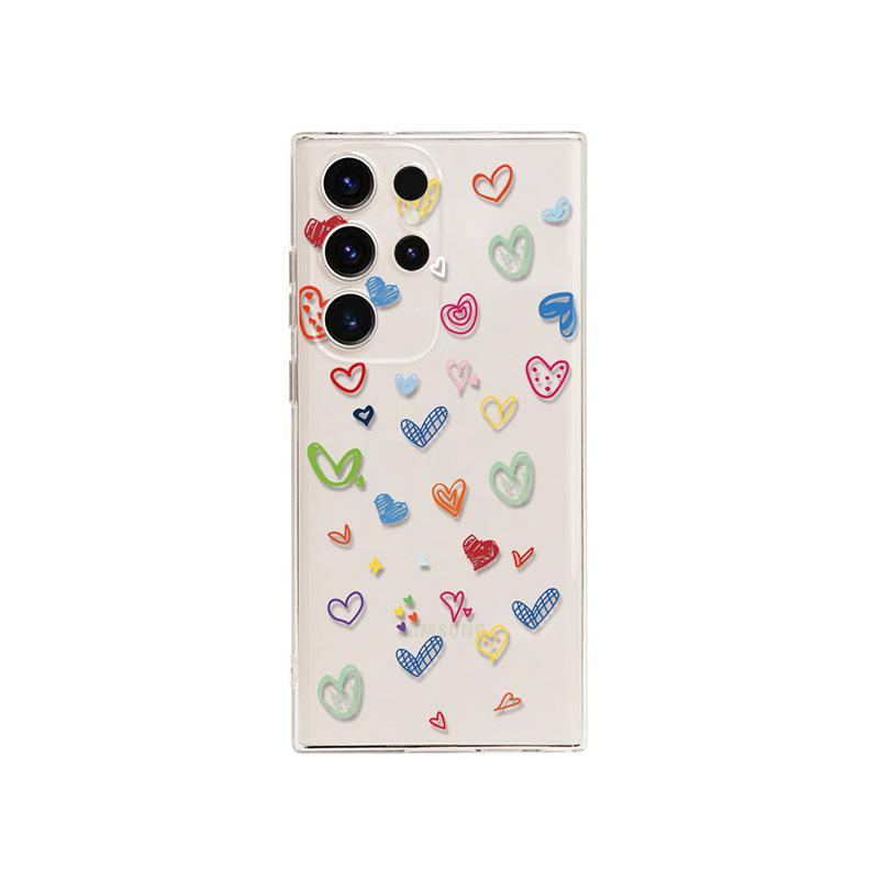 Applicable To Samsung S25ultra Apple iPhone 17 Ins Girl Graffiti Love Mobile Phone Case Painted Protective Case