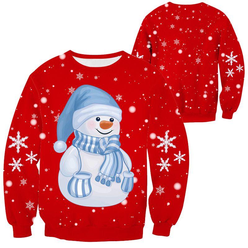 Cozy Women's Christmas Sweater With Snowman Pattern And Crew Neck Pullover Style