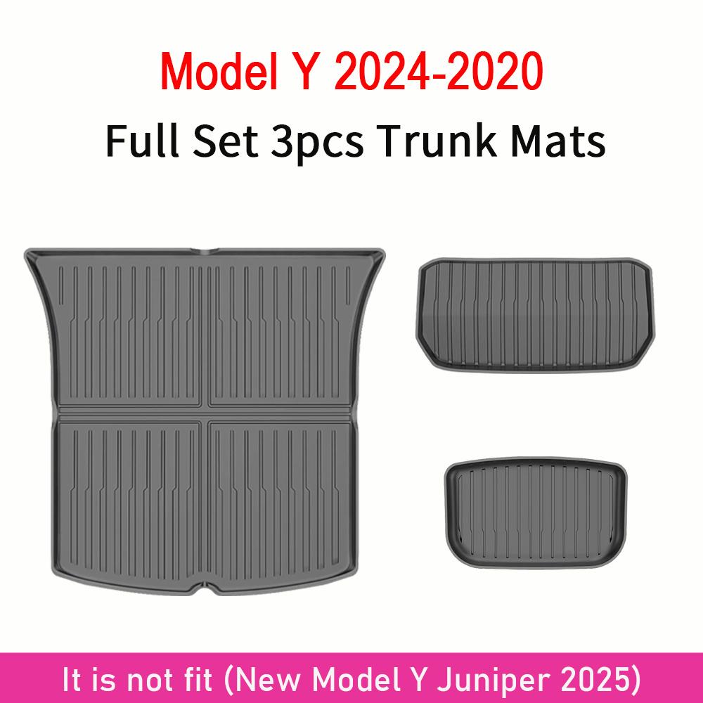 USVOTOV Trunk Mats For Tesla New Model Y Launch 2021-2025 Model 3 Highland Cargo Liner Front Back Sill Guard Anti-Kick Accessory