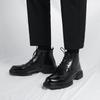 Martin Boots British High-top Boots Heighten Brock Mid-top Leather Shoes Black Short Boots