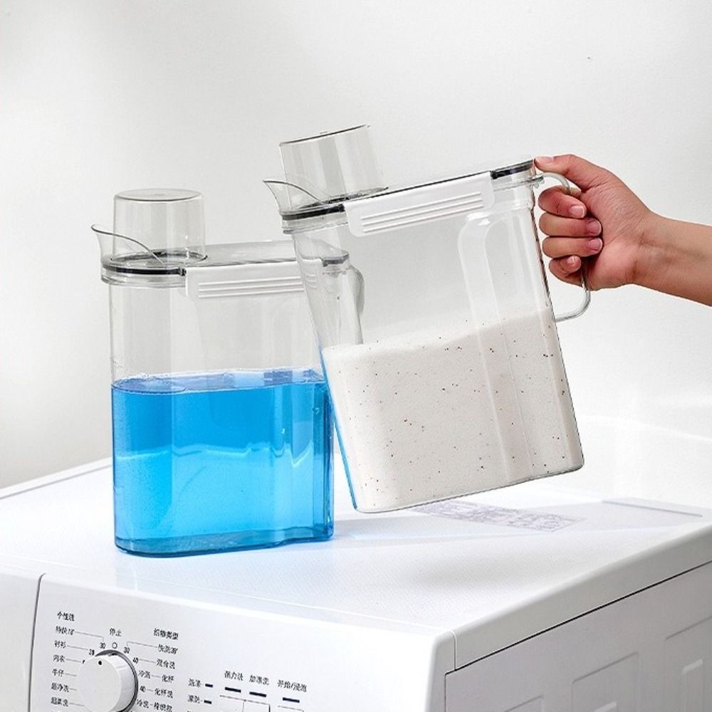 3L Laundry Detergent Dispenser Transparent Leak-Proof Liquid Laundry Container Sealed with Lids Detergent Powder Tank