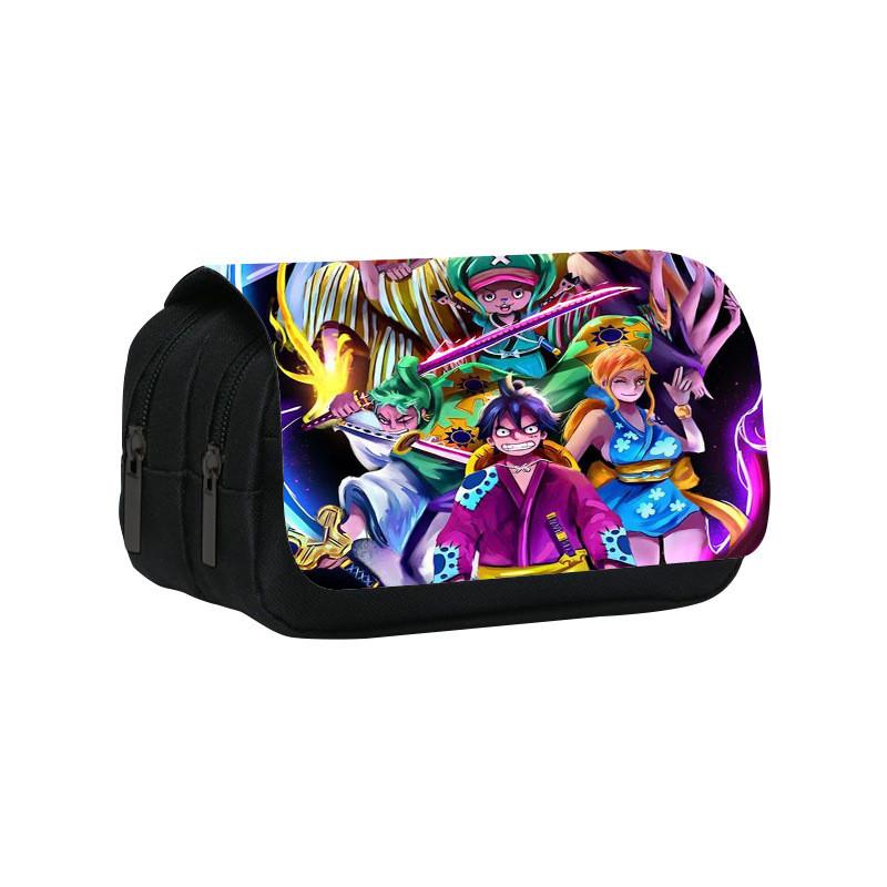 Piece One Pattern Double Layer Flip Cover Student Stationery Storage Bag Pencil