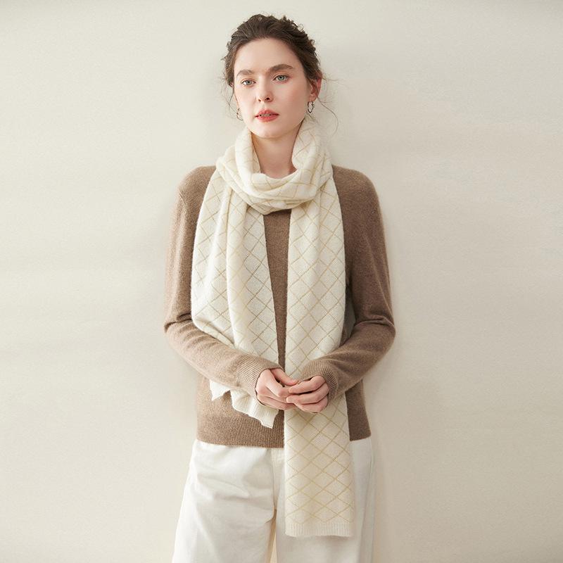 Damen 100% Reines Kaschmir-Schal - Modischer Unifarbener, Warmer Gestrickter Nackenschal für Herbst und Winter